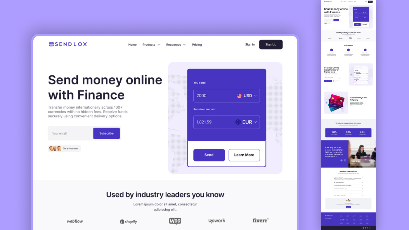 Best Finance Money Transfer Website Development by Envobyte Ltd